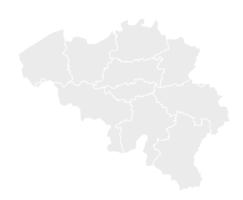 Szara mapa administracyjna kraju z wyraźnymi granicami między regionami.