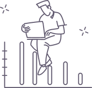 Prosta, czarno-biała ilustracja przedstawiająca osobę w kapeluszu siedzącą na wysokim słupku i trzymającą gazetę, otoczoną pionowymi liniami.