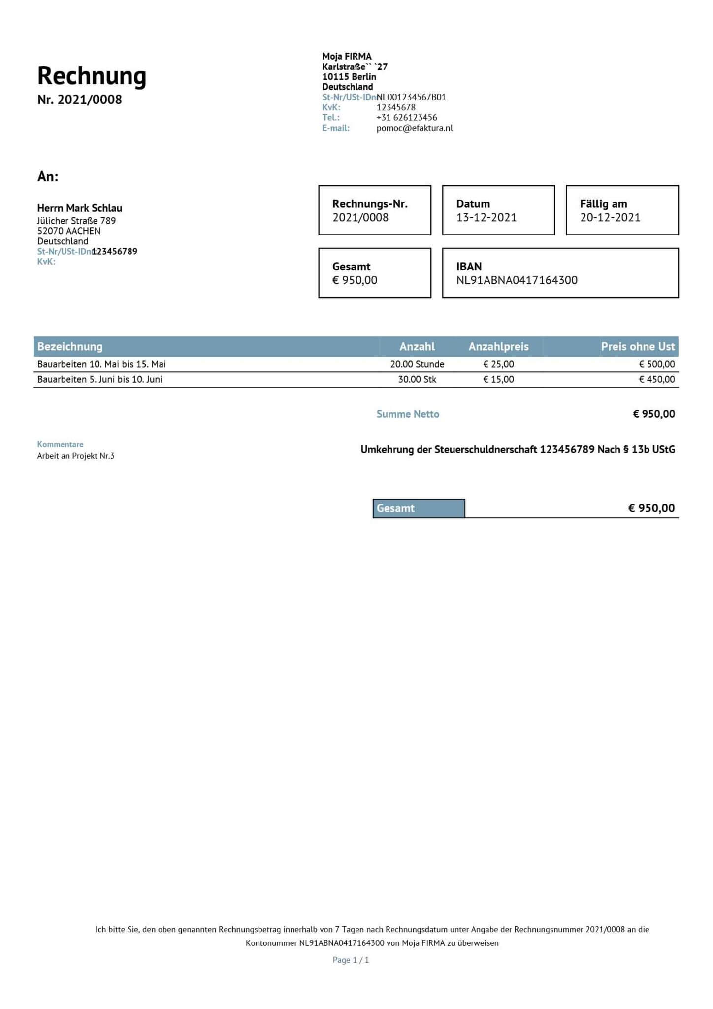 Efaktura-invoice-de - EFaktura.nl