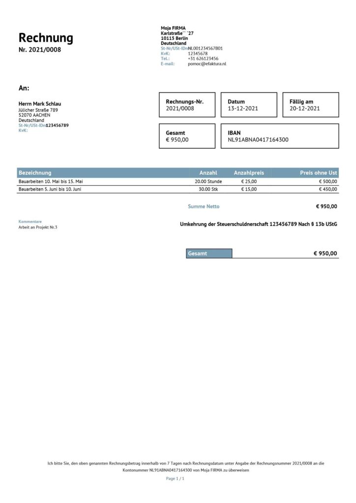 Efaktura-invoice-de - EFaktura.nl